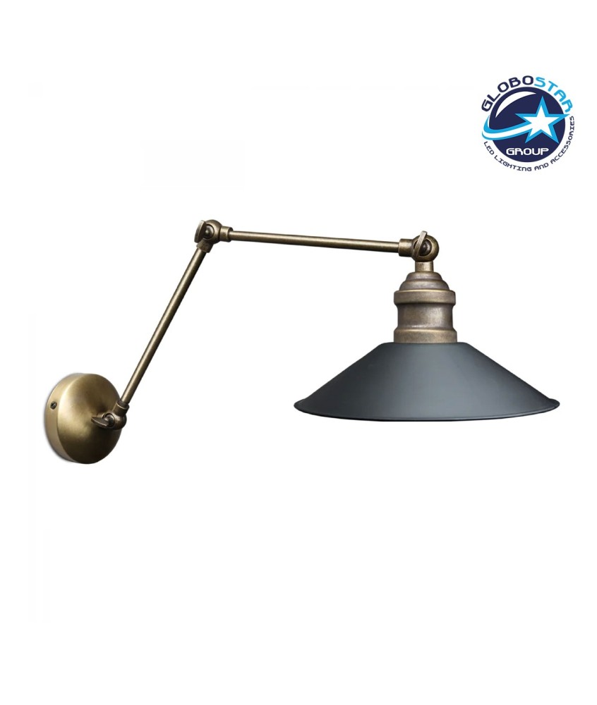 GLOBOSTAR® HAWK 204-0114 Μοντέρνο Φωτιστικό Τοίχου - Απλίκα με Ντουί 1 x E27 AC 220-240V IP20 - Μαύρο & Μπρούτζινο - Μ23 x Π23 x Υ27cm